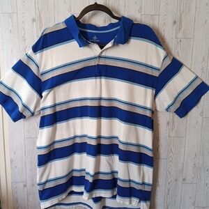 Foot locker Blue and White Striped Polo Shirt Men's Size XL